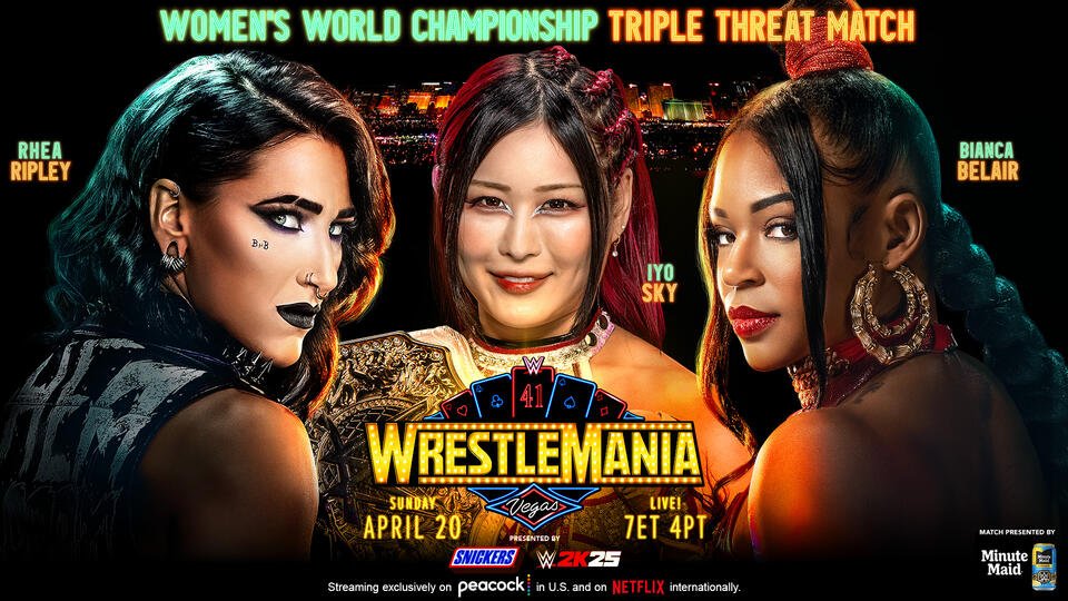 Campeonato Mundial Femenino – Triple Amenaza Iyo Sky (c) vs. Bianca Belair vs. Rhea Ripley