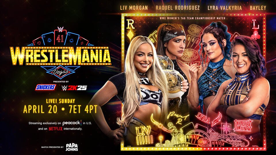 Título Femenino en Parejas de la WWE Liv Morgan & Raquel Rodriguez vs. Bayley & Lyra Valkyria